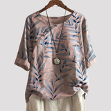 Women's Botanical Print Relaxed Fit Linen Shirt
