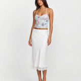Sheer Lace Hem Maxi Skirt for Elegant Summer Style
