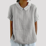 Women's Relaxed Fit Collared Linen Shirt