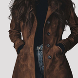 Women's Longline Suede Trench Coat
