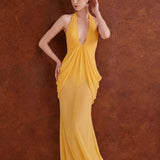 Amysaint Mattey Sheer Maxi Dress In Yellow