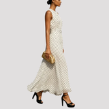Women's Sleeveless Polka Dot Maxi Dress