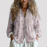 Women's Floral Button Front Linen Shirt
