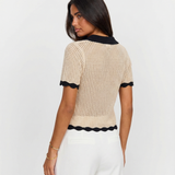 Tie Front Knit Cardigan Top – Short Sleeve Textured Fit