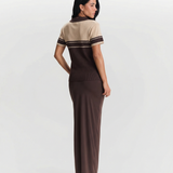 Fitted Contrast Trim Knit Top for Vintage Chic Style