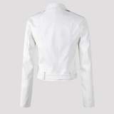 Women's Cropped Faux Leather Biker Jacket