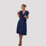 Women's Wrap Polka Dot Midi Dress