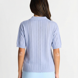 Short Sleeve Knit Polo Shirt – Lightweight Textured Button Top