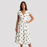 Women's Wrap Polka Dot Midi Dress