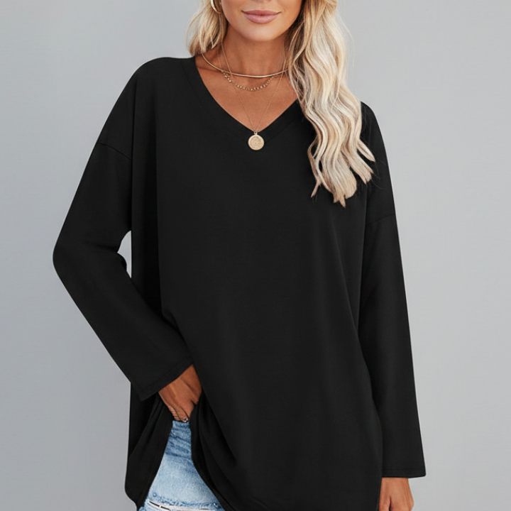 Women’s Top with V Neckline and Long Sleeves