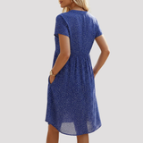 Women's Collared Polka Dot Midi Dress