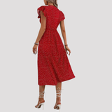 Women's Button Front Polka Dot Midi Dress