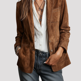 Women's Tailored Suede Blazer Jacket
