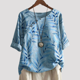 Women's Botanical Print Relaxed Fit Linen Shirt