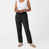 Women’s Cropped Elastic Waist Trousers - Soft Textured Linen