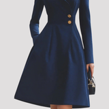 Elegant Double Breasted Long Sleeve Coat Dress