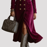 Double Breasted Velvet Midi Blazer Dress