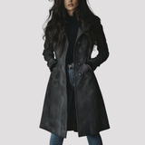 Women's Longline Suede Trench Coat