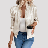 Women's Metallic Zip Up Bomber Jacket