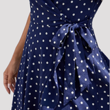 Women's Wrap Polka Dot Midi Dress