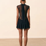 Amysaint Rory Lace Up Dress In Black