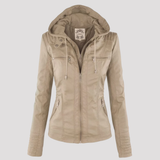 Women's Hooded Faux Leather Jacket
