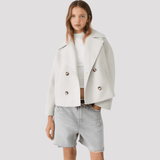 Women's Double Breasted Cropped Peacoat