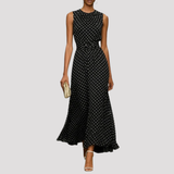 Women's Sleeveless Polka Dot Maxi Dress