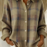 PLAID KNIT CARDIGAN