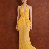 Amysaint Mattey Sheer Maxi Dress In Yellow