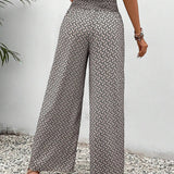 Women’s Wide-Leg Palazzo Trousers - Light Printed Weave