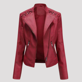 Women's Lace-Up Shoulder Faux Leather Biker Jacket