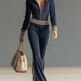 Women's Zip Front Wide Leg Jumpsuit