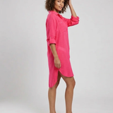 Women's Button-Down Cover-Up Mini Dress - Dual Chest Pockets