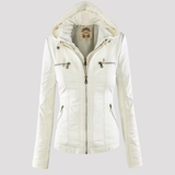 Women's Hooded Faux Leather Jacket