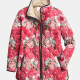 Charming Pink Floral Print Quilted Jacket