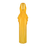 Amysaint Mattey Sheer Maxi Dress In Yellow