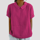 Women's Relaxed Fit Collared Linen Shirt