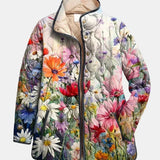 Charming Vintage Floral Print Quilted Jacket