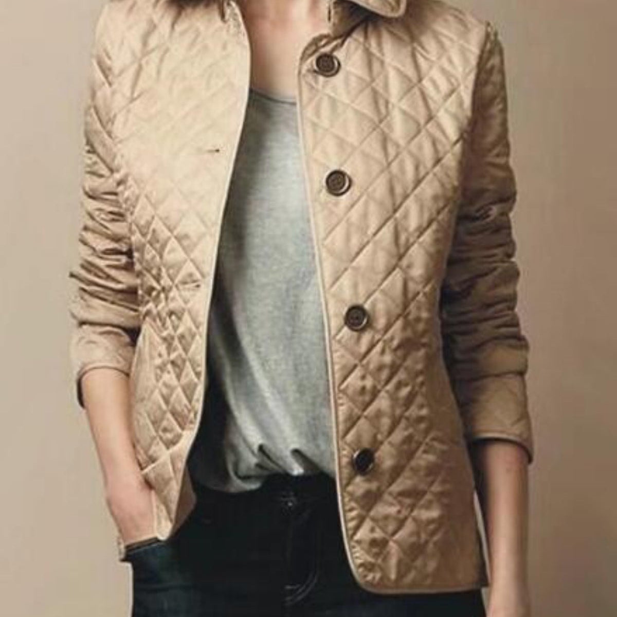 Quilted Button-Front Jacket for Women