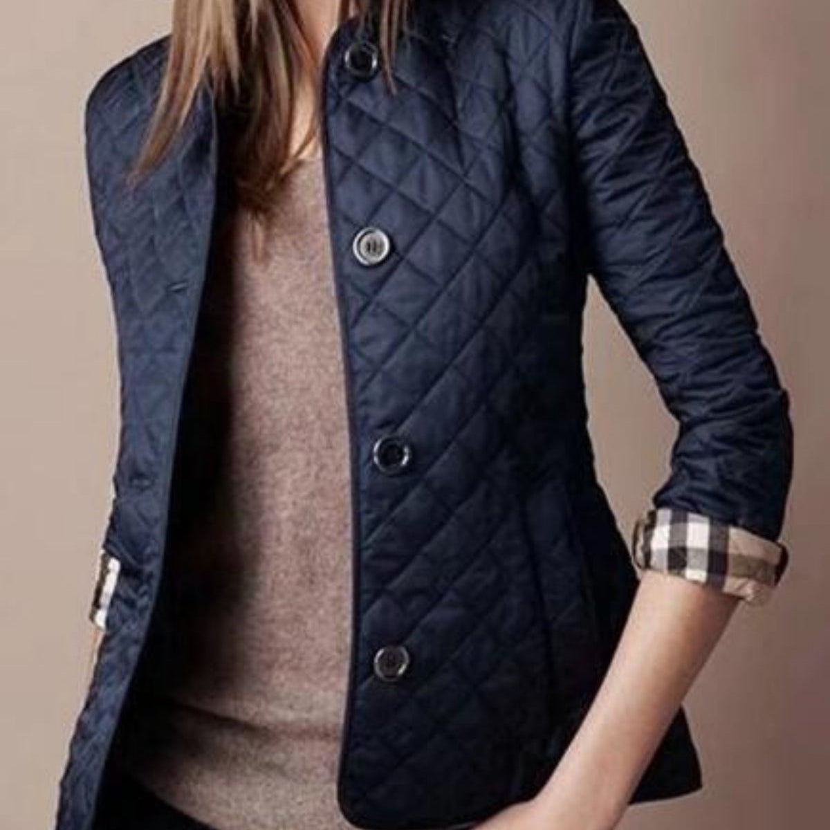 Quilted Button-Front Jacket for Women