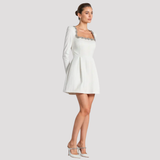Square Neck Velvet Mini Dress with Crystal Trim