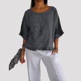 Women's Frill Trim Relaxed Fit Linen Shirt
