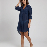 Women's Button-Down Cover-Up Mini Dress - Dual Chest Pockets