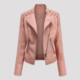 Women's Lace-Up Shoulder Faux Leather Biker Jacket