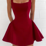 Square Neck Fit and Flare Mini Dress – Elegant Party Dress