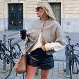 Button-Front Short Cape Cardigan
