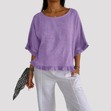 Women's Frill Trim Relaxed Fit Linen Shirt