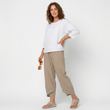 Women’s High-Waisted Tulip Hem Trousers - Lightweight Linen