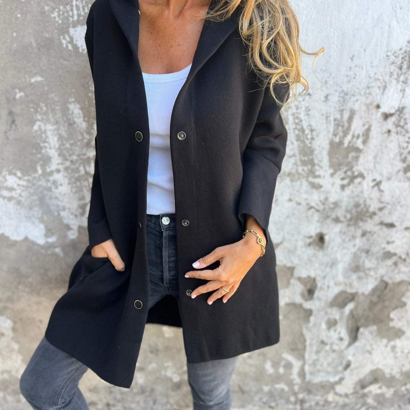 Knitted Hooded Cardigan for Women